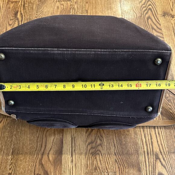 Brahmin Weekender Men's Leather Canvas Bag Brown Pockets Handle Messenger Bag - Picture 8 of 9